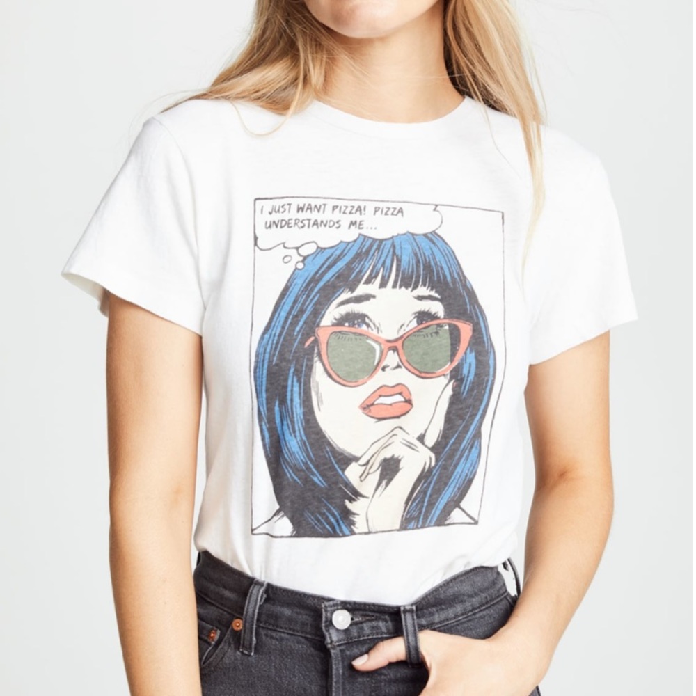 RE/DONE I Just Want Pizza Classic Tee, size small